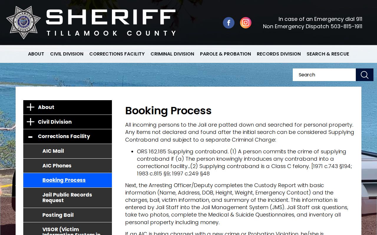 Tillamook County released mugshot booking process source