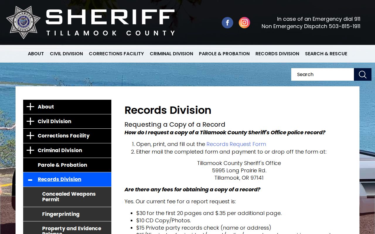 Tillamook County released mugshot disclosure and records rules